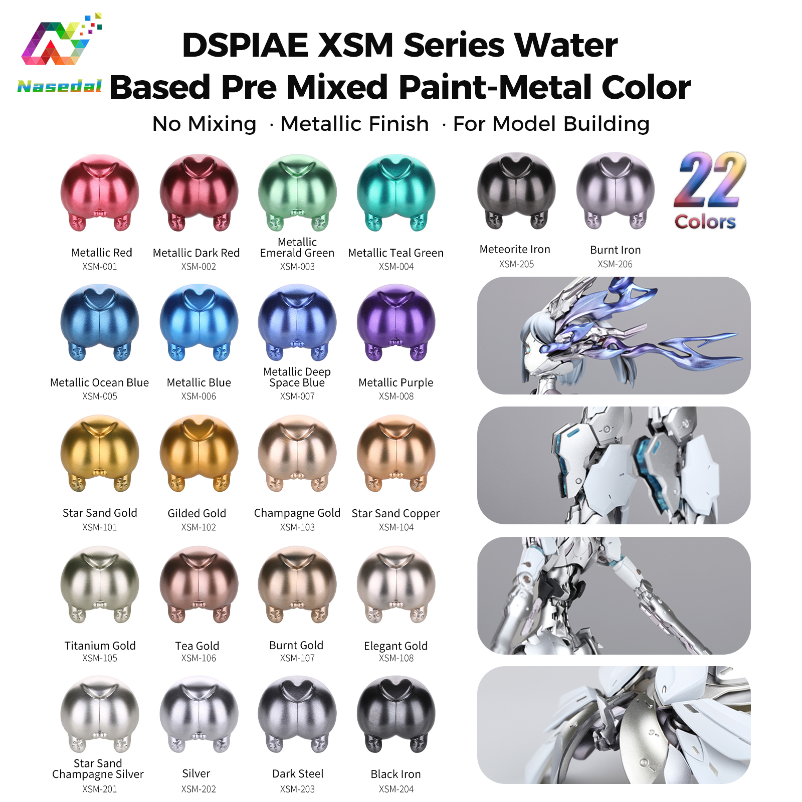 Metallic Spray Paint - DSPIAE XSM Series 50ml Water Based