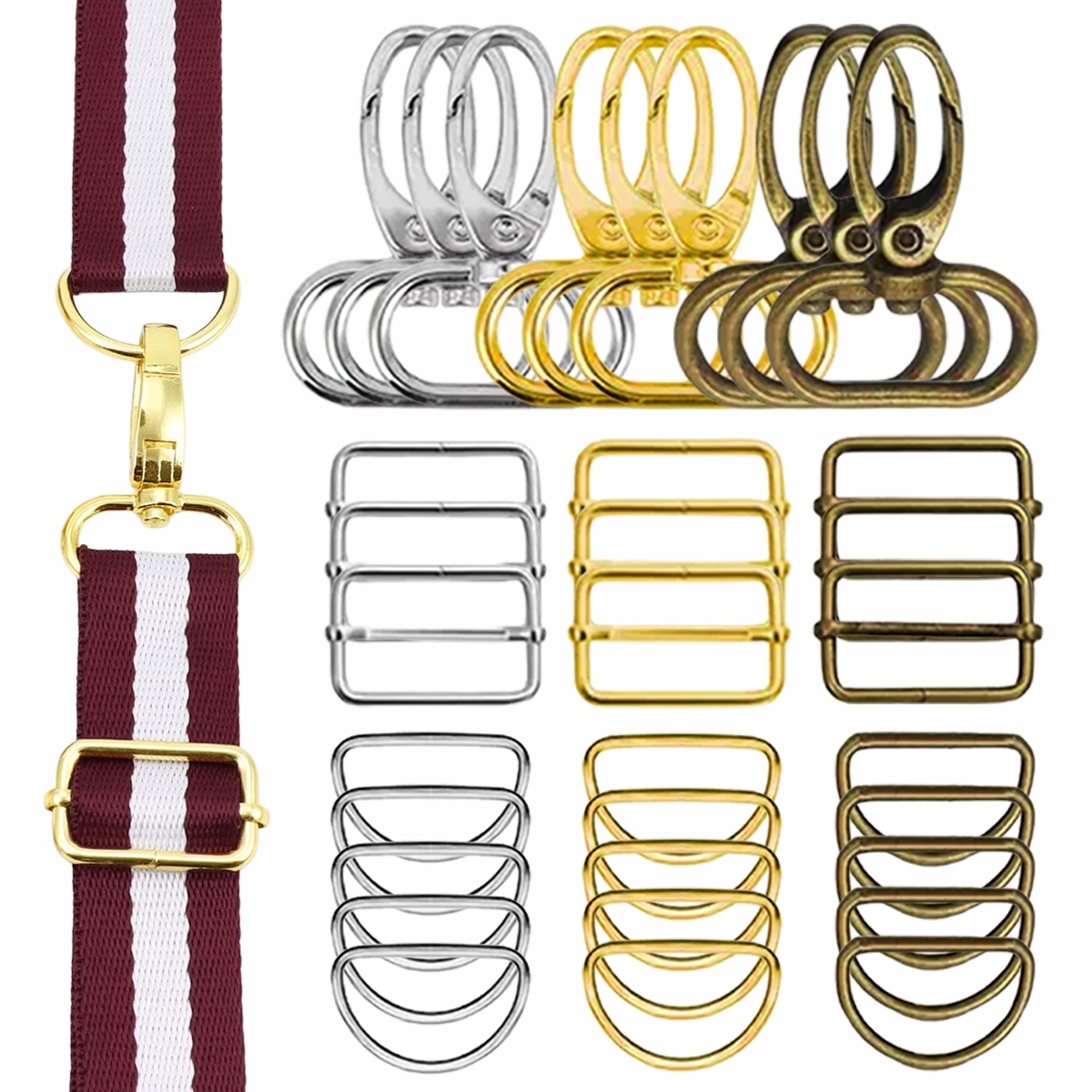D Ring Strap - 10/30sets Bag Making Hardware Set D-Ring