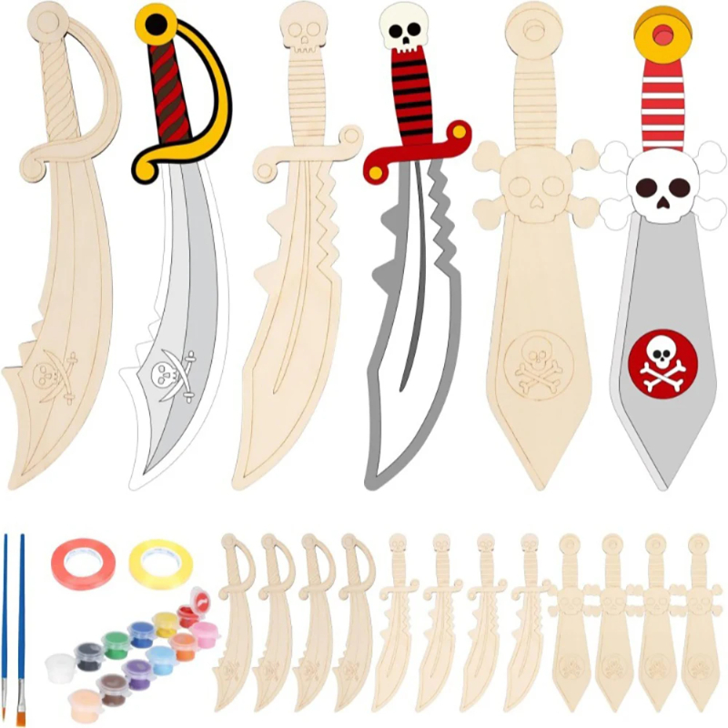 16pcs Wooden Swords Set Unfini - Cosplay Prop Painting recensione e prezzo